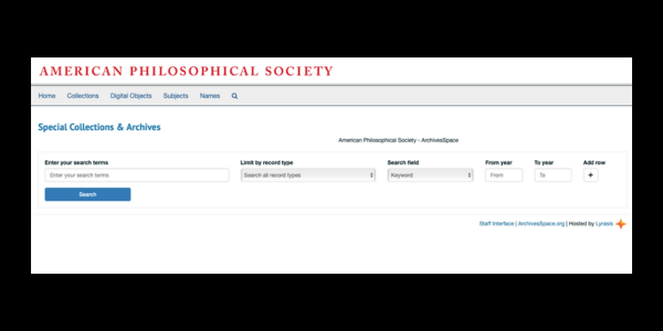 screenshot of manuscript search tool